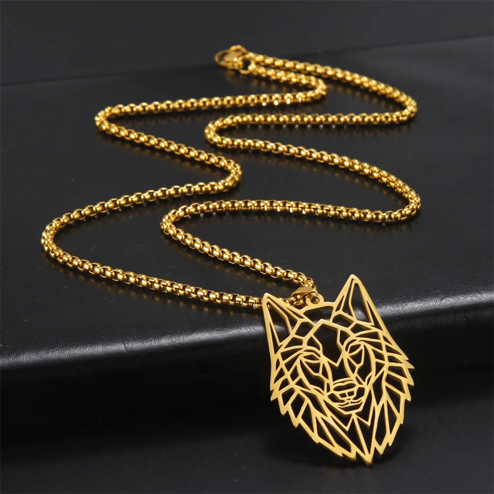 My shape Wolf Necklace for Men Women Stainless Steel Necklaces Men's chain Fashion Animal Male Necklace Punk Jewelry