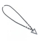 Black Hematite Triangle Pendant Necklace — Black-Tone
