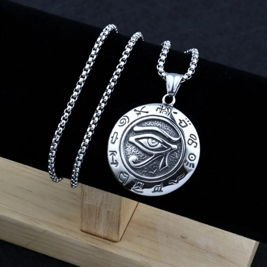 Silver Eye of Horus Pendant Necklace Statement