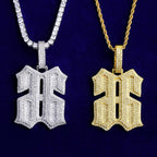 Bubble Letter Iced Out Number 66 Necklace Pendant for Men 5A Copper Cubic Zirconia Hip Hop Jewelry