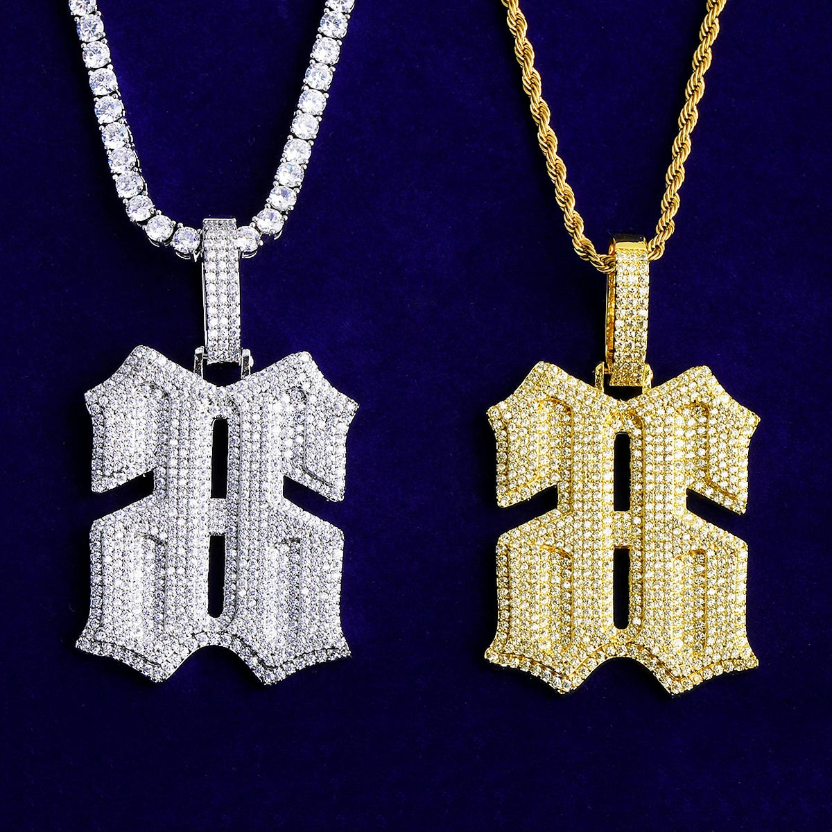 Bubble Letter Iced Out Number 66 Necklace Pendant for Men 5A Copper Cubic Zirconia Hip Hop Jewelry