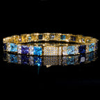 Tennis Bracelet Stainless Steel Blue Sapphire CZ