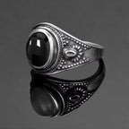Sterling Silver 925 Vintage Rings Oval 8X10mm Rings Black Onyx Natural Fine Jewelry For Men Women Rhodochrosite Rings
