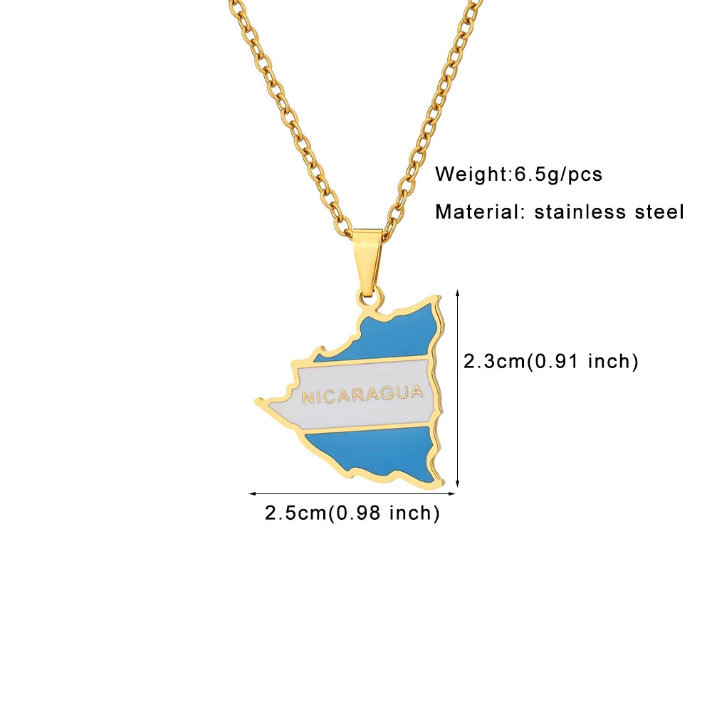 Nicaragua Map Pendant Necklace