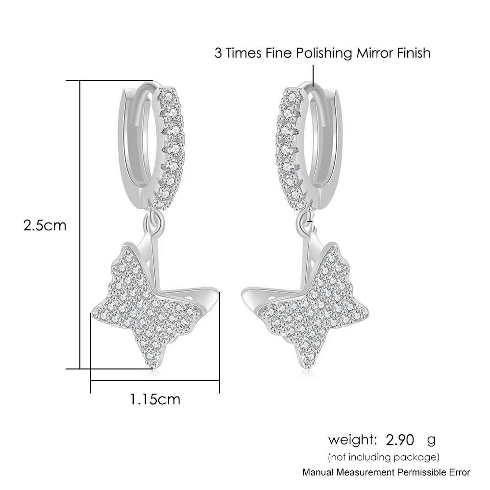 Iced Out Ankh Dangle Hoop Earrings CZ