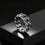 Fashion Unique Twist Chain Rings for Men Stainless Steel Geometric Pattern Chunky Ring Non-fading Vintage Finger Jewelry Gift