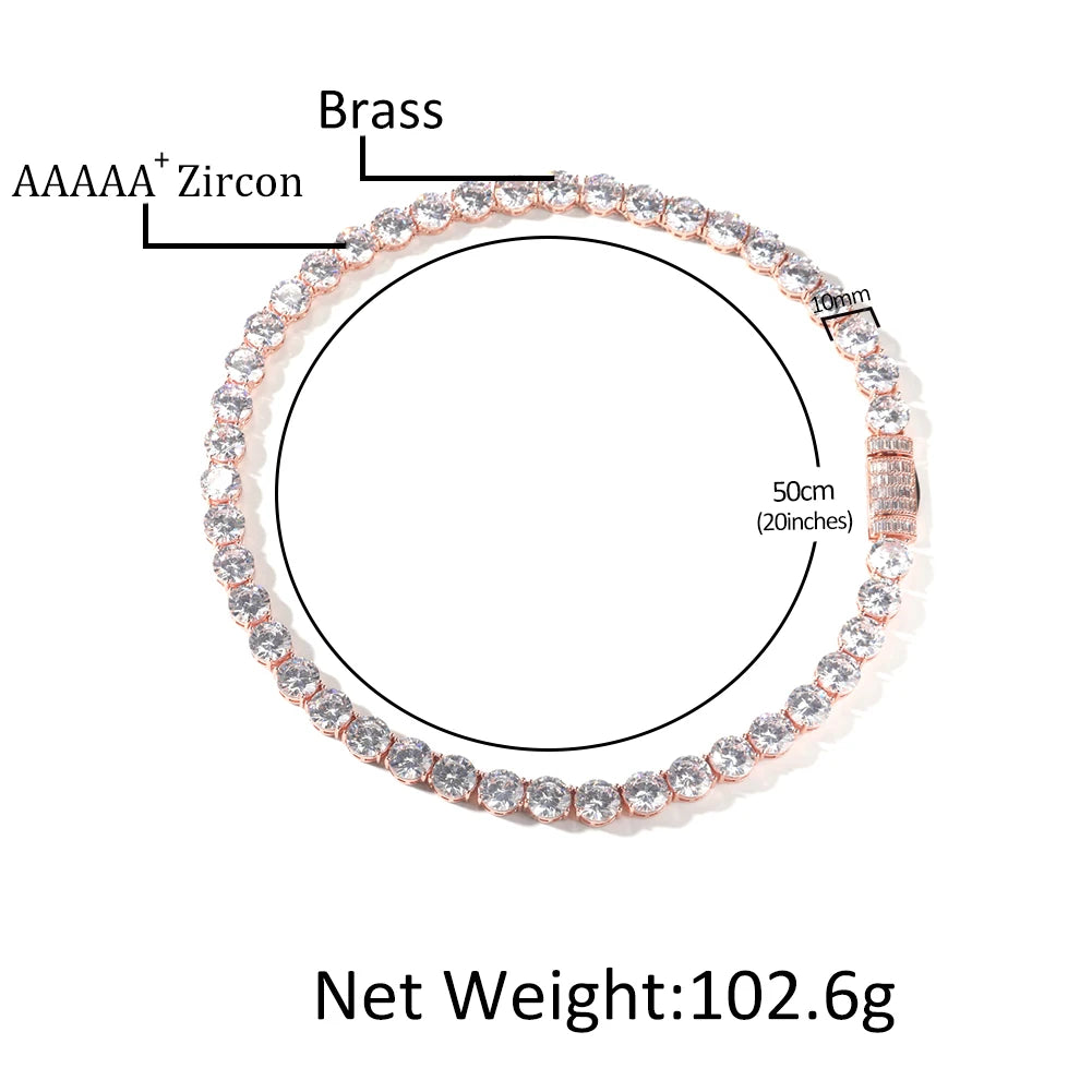 UWIN Iced Cubic Zircon Tennis Chain Necklace for Men 10mm Tennis Necklace with Baguettecz Spring Clasp Fashion Jewelry