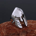 Stainless Steel Vikings Glossy Mask Ring Men's Personality Punk Hip Hop Sparta Face Shield Shape Finger Jewelry Ring Gift