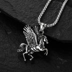 Stainless Steel Greek Winged Horse Pendant Necklace