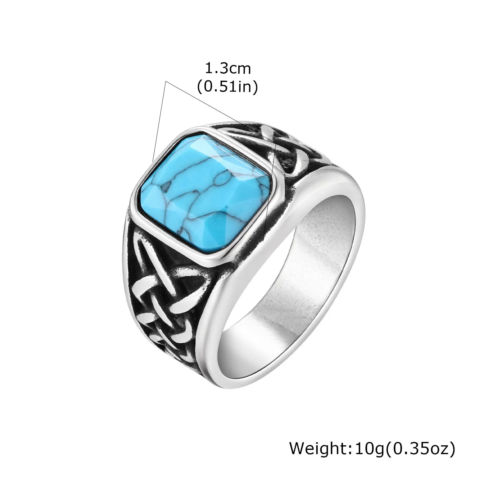 Viking Knot Natural Stone Signet Ring