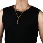 St. Benedict Exorcism Cross Pendant Necklace — Stainless Steel