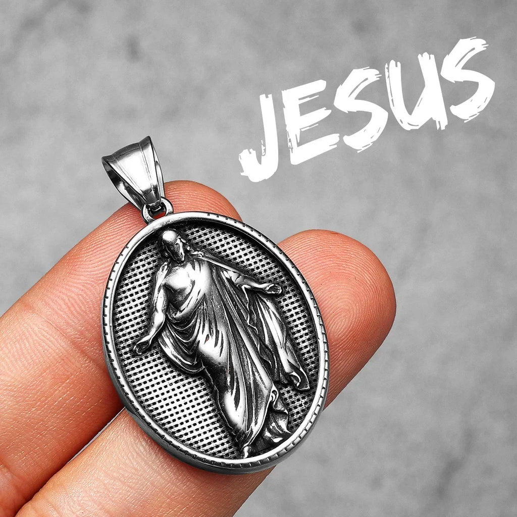 Heart Cross Pendant Necklace — Stainless Steel