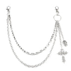Multi‑Layer Pants Chain With Skull Cross Pendant Unisex Metal Waist Chain Gothic Punk Jeans Hanging Fashion Decor