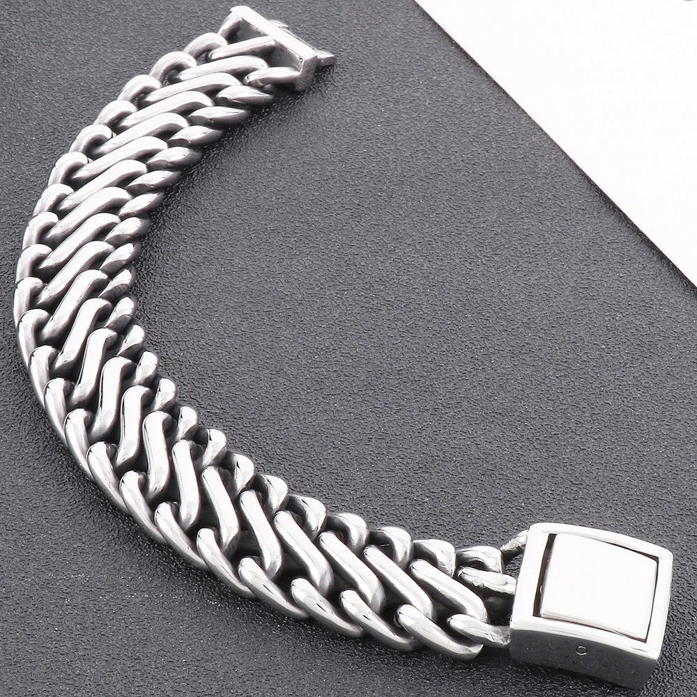 Massive Braided 20MM Width Chain Bracelet for Man Polished Stainless Steel Wrist Jewelry Accessories Men's Bracelets