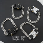 HANGZHI 2021 NEW Hip Hop Punk Titanium Steel Street Men and Women Letters Metal Safety Buckle Necklace Fashion Jewelry