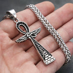 New Fashion Ancient Egyptian Ankh Cross Pendant With Eye of Horus Necklaces For Men Women Stainless Steel Amulet