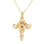 Iced Out Evil Eye Hamsa Hand of Fatima Necklace — Copper Alloy