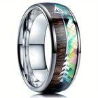Fashion Men's Stainless Steel Rings 8mm Classical Black Blue Groove Beveled Edge Wedding Engagement Anniversary Jewelry