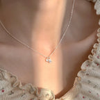 Mini Shiny Delicate 925 Sterling Silver Teardrop-shaped Zircon Pendant Choker Necklace for Woman Collarbone Chain Jewelry Gifts