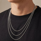 2mm Casual Stainless Steel Cuban Chain Necklace for Men,Hip Hop Punk Silver Color Metal Chain Link Layers Collars Jewelry