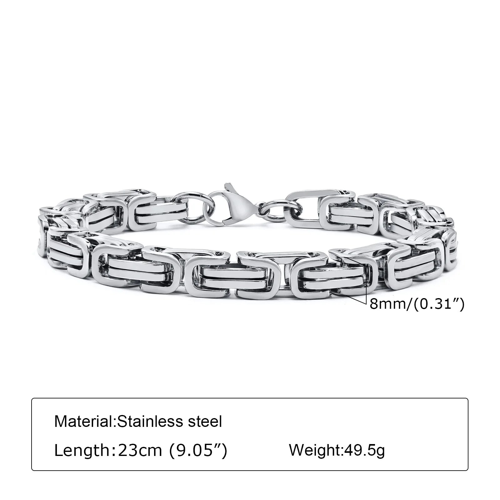 Byzantine Chain Bracelet 8mm — Stainless Steel