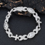 Cross Cuban Bracelet Iced Out 8MM Stainless Steel