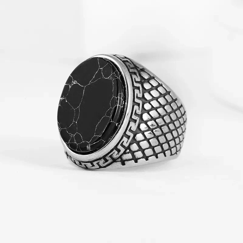 Gothic Dropshipping New Unisex 316L Stainless Steel Cool Punk Classic 3 Colour Stone Ring Pattern Hollowing Anels Anniversary
