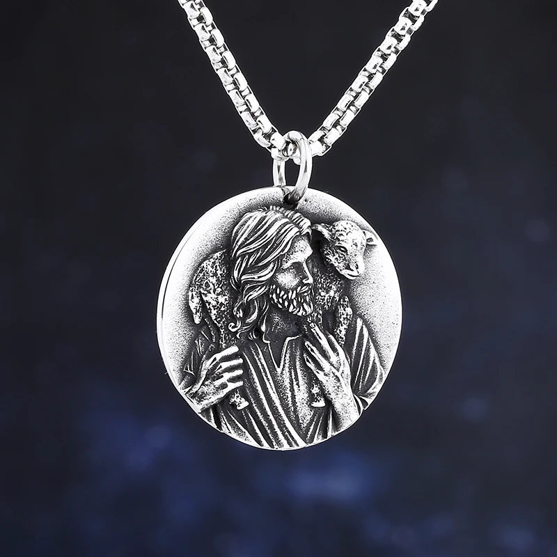 St. Christopher Archangel Michael Dragon Slayer Pendant Necklace