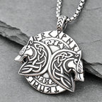 Stainless Steel Viking Fenrir Wolf Pendant Necklace Vintage Nordic Rune Men Jewelry Gift Wholesale Dropshipping