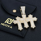 Two-Tone Cross Pendant Baguette Iced Out