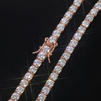 925 Silver VVS Moissanite Tennis Necklace Rose Gold