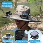 Wide Brim Solar Dual Fan Hat Outdoor Camping Fishing Hat Anti-UV Fan Hat for Men Mountain Climbing Sun Protection