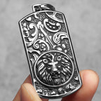 Vintage Lion Head Dog Tag Necklace — Stainless Steel