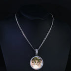 HHIOK Customized Necklaces Circle Chain Picture Personalized Diamond Memory Pendant with Photo Wing Design Gift for Men