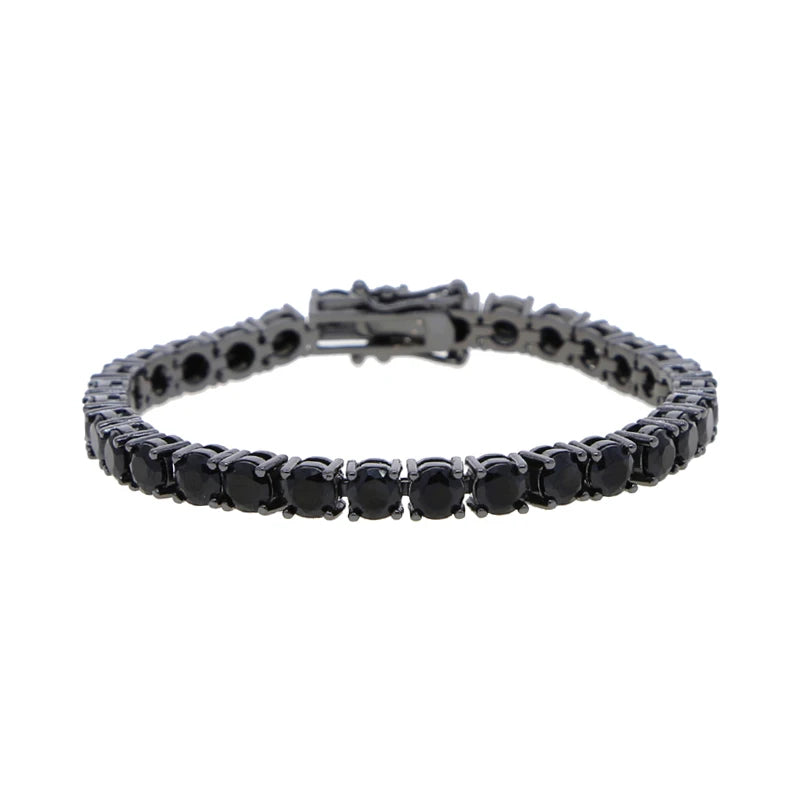 New Iced Out Bling Cubic Zirconia Tennis Chain Bracelet 5mm Black Color Charm Bangle Hip Hop For Women Men Jewelry