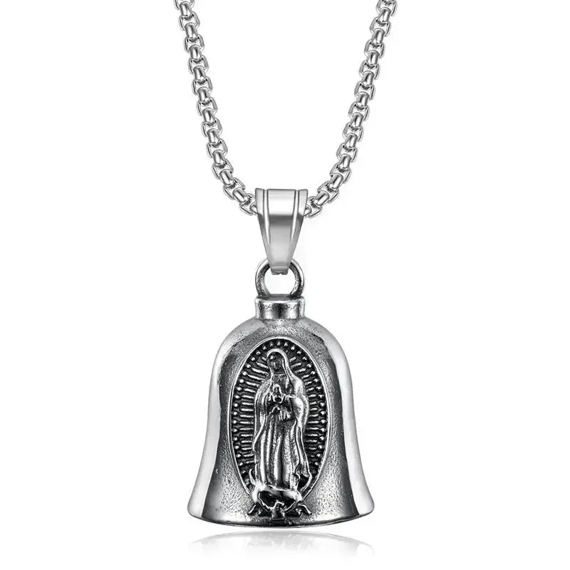 Norse Gods Odin Celtic Knot Motorcycle Bell Necklace Men's Punk Riding Rock Lucky Exorcism Amulet Jewelry