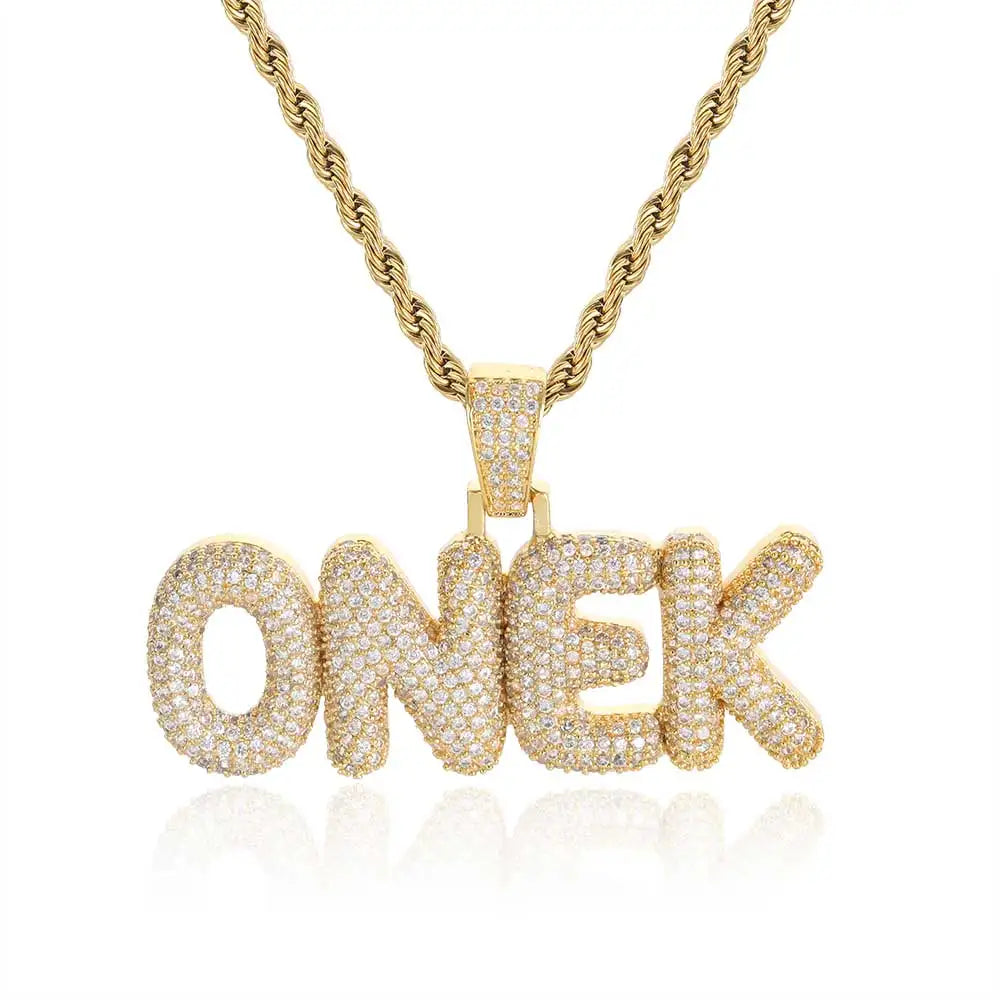 Iced Out Letter Pendant Necklace Name
