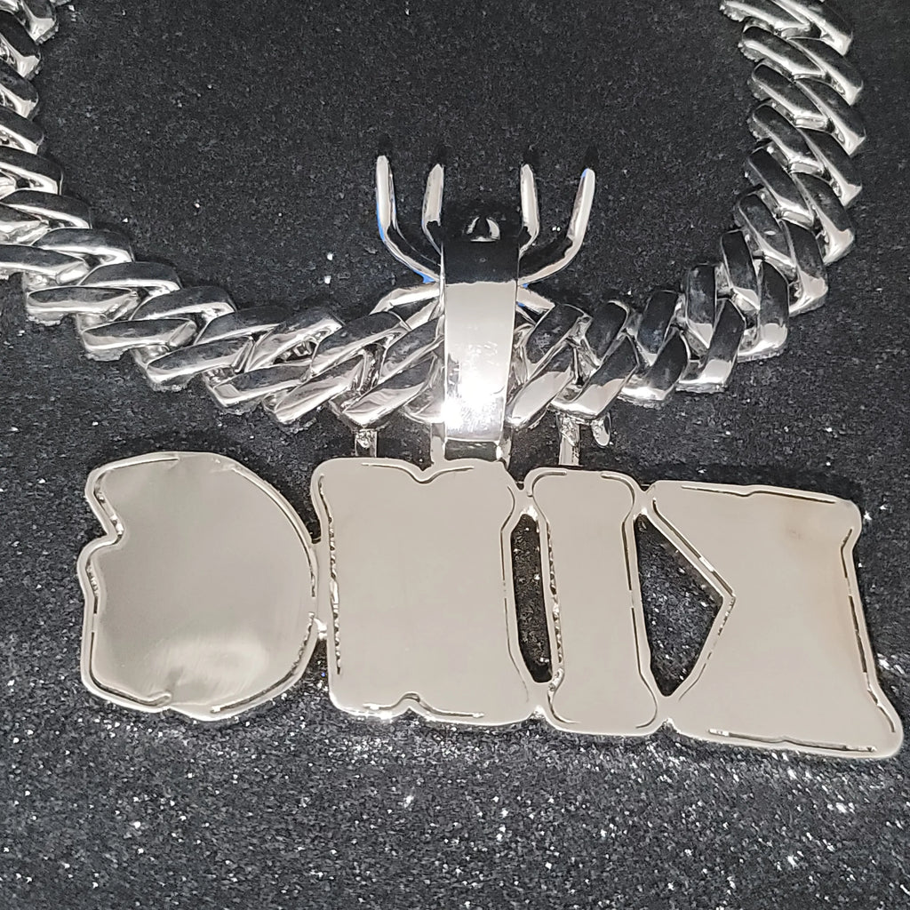 Custom Personalized Spider Clasp Name Pendant With 20MM Cuban Chain New Two-Color Letter Necklace Engraved Word On A Sturdy Back