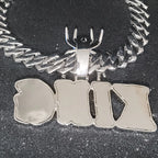 Custom Personalized Spider Clasp Name Pendant With 20MM Cuban Chain New Two-Color Letter Necklace Engraved Word On A Sturdy Back