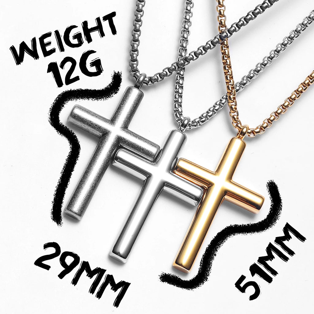Cross Pendant Necklace Stainless Steel Minimal