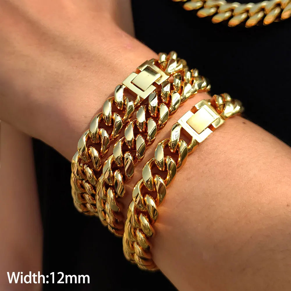 Stainless Steel Cuban Bracelet Miami Rectangle