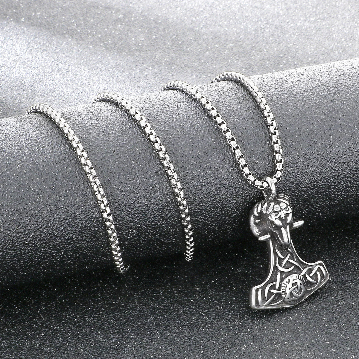 Viking Norse Thor Hammer Mjolnir Necklace — Stainless Steel