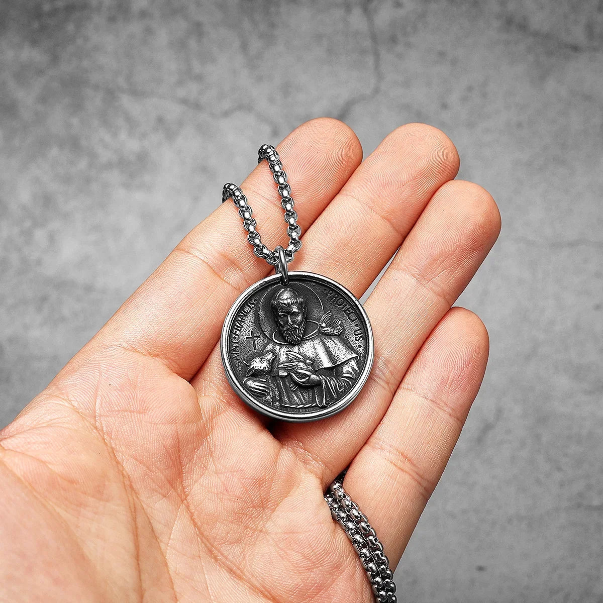 St. Francis Cross Pendant Necklace — Stainless Steel