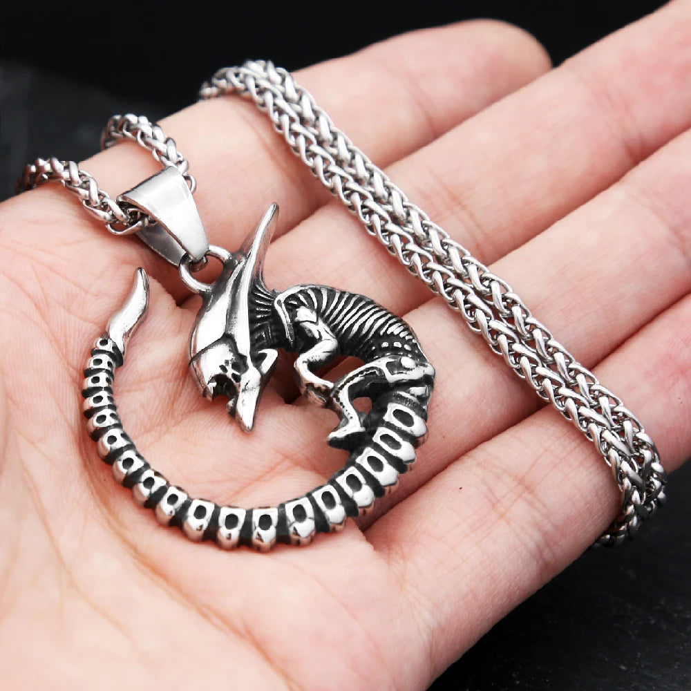 Alien Skull Pendant — Stainless Steel