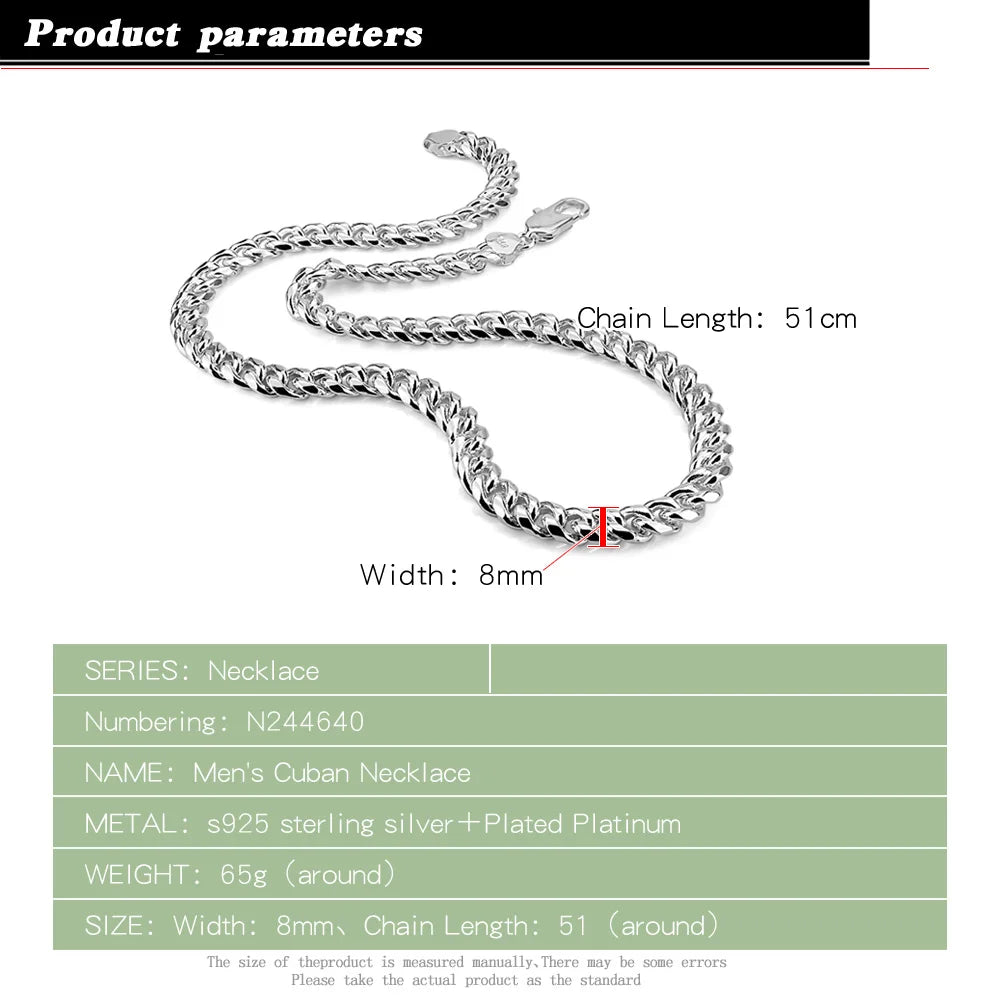 Miami Cuban Link Chain Necklace — Silver-Tone 8mm