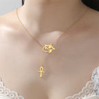 Eye of Horus Ankh Cross Pendant Necklace — Stainless Steel