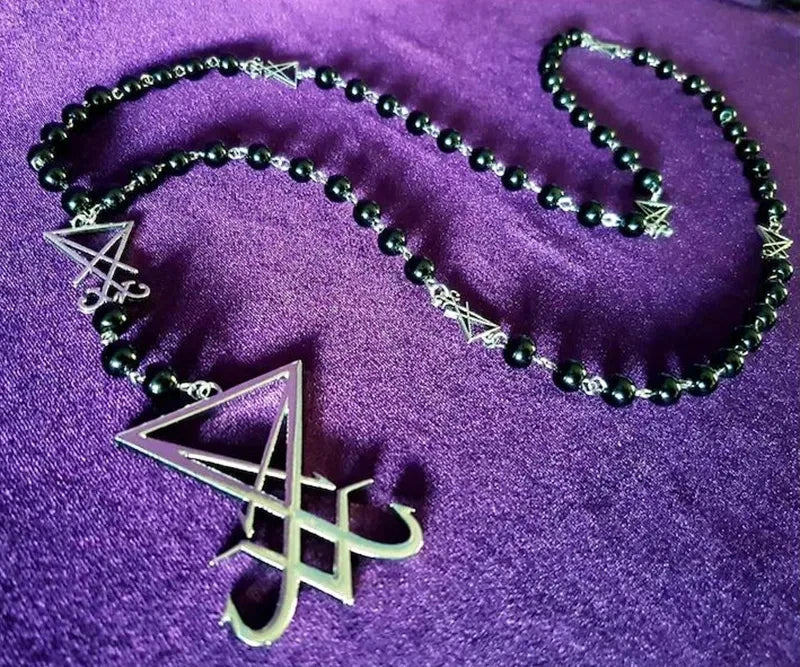 New Sigil Lucifer Rosary Luciferian Necklace occult goth gothic Necklaces left hand path rosary satanic