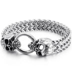 Steampunk Rock Skull Bracelet for Men In Waterproof Stainless Steel Skeleton Men's Bracelet Man Bike Jewelry Boys