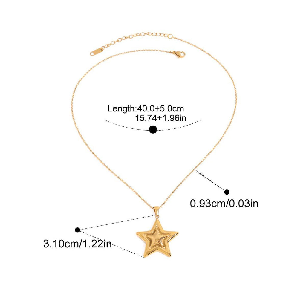Pentagram Geometric Chain Necklace — Gold-Tone