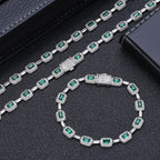 Tennis Chain Necklace Stainless Steel Green CZ